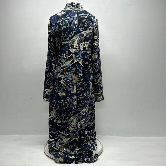 Ted Baker Dress Choliee Bodycon Midi High Neck Long Sleeve Floral Blue 3 Medium - Picture 6 of 11